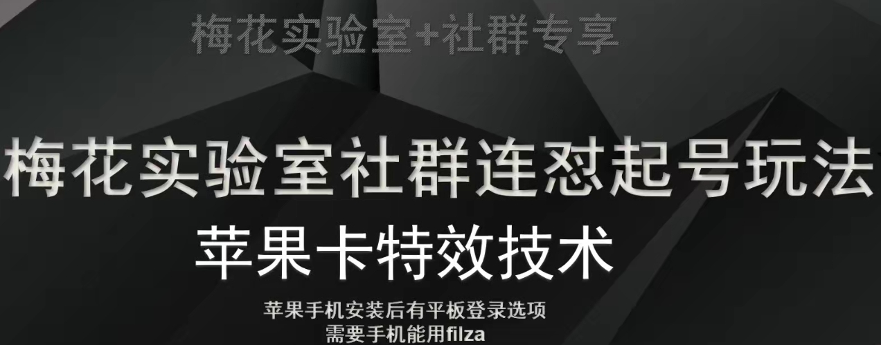 梅花实验室社群视频号连怼起号玩法，最新苹果卡特效技术-风淘社