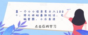 靠一个小小信息差日入100+,照片拼贴最新玩法,无脑套图,小白首选【揭秘】-风淘社