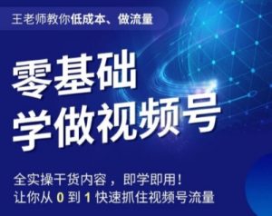 王老师教你低成本、做流量，零基础学做视频号，0-1快速抓住视频号流量-风淘社