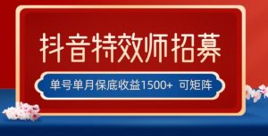 全网首发抖音特效师最新玩法，单号保底收益1500+，可多账号操作，每天操作十分钟【揭秘】-风淘社