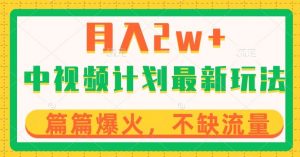 中视频计划全新玩法,月入2w+,收益稳定,几分钟一个作品,小白也可入局【揭秘】-风淘社