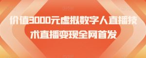 价值3000元虚拟数字人直播技术直播变现全网首发【揭秘】-风淘社