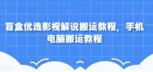盲盒优选影视解说搬运教程,手机电脑搬运教程-风淘社