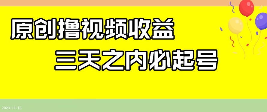 最新撸视频收益，三天之内必起号，一天保底100+【揭秘】-风淘社