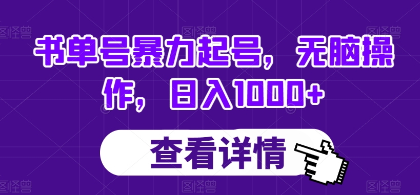 书单号暴力起号,无脑操作,日入1000+【揭秘】-风淘社