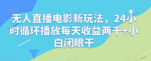 无人直播电影新玩法，24小时循环播放每天收益两千+小白闭眼干【揭秘】-风淘社