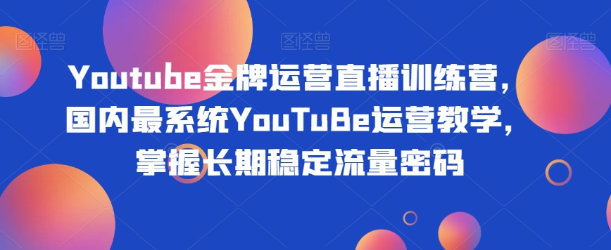 Youtube金牌运营直播训练营,国内最系统YouTuBe运营教学,掌握长期稳定流量密码-风淘社