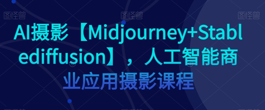 AI摄影【Midjourney+Stablediffusion】，人工智能商业应用摄影课程-风淘社