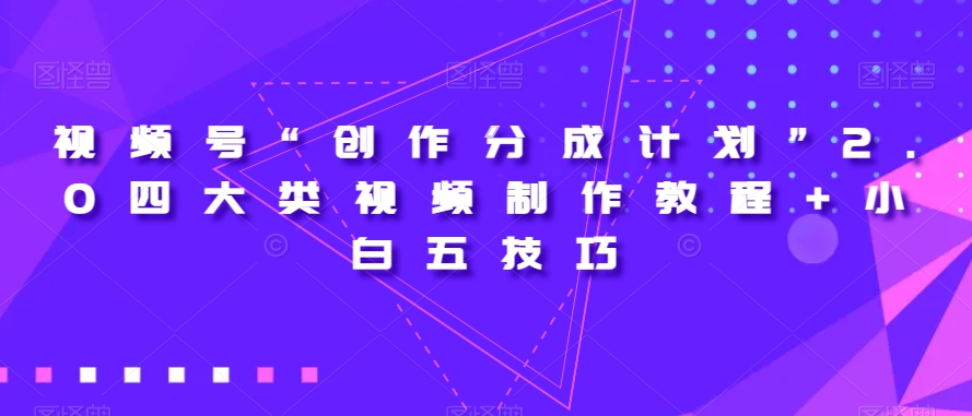 视频号“创作分成计划”2.0四大类视频制作教程+小白五技巧【揭秘】-风淘社