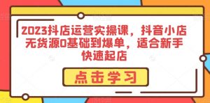 2023抖店运营实操课,抖音小店无货源0基础到爆单,适合新手快速起店-风淘社