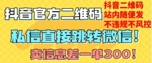 价值3000的技术!抖音二维码直跳微信!站内无限发不违规!-风淘社