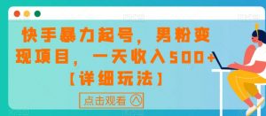 快手暴力起号,男粉变现项目,一天收入500+【详细玩法】【揭秘】-风淘社