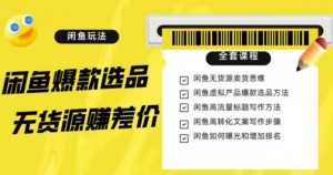闲鱼无货源赚差价进阶玩法，爆款选品，资源寻找，引流变现全套教程（11节课）【揭秘】-风淘社
