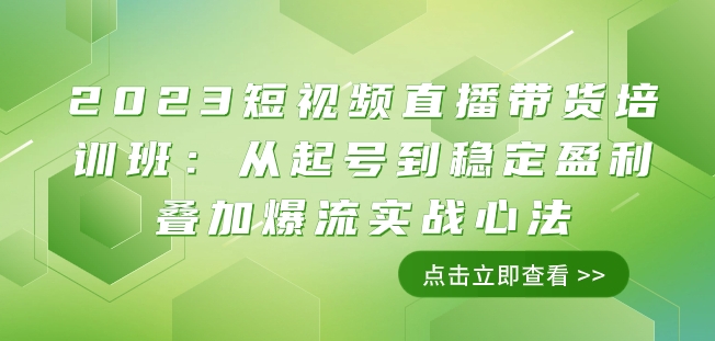 2023短视频直播带货培训班:从起号到稳定盈利叠加爆流实战心法(11节课)-风淘社