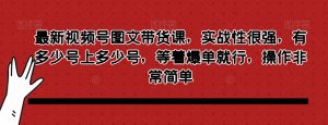 最新视频号图文带货课,实战性很强,有多少号上多少号,等着爆单就行,操作非常简单-风淘社