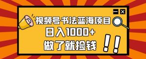 视频号书法蓝海项目，玩法简单，日入1000+【揭秘】-风淘社