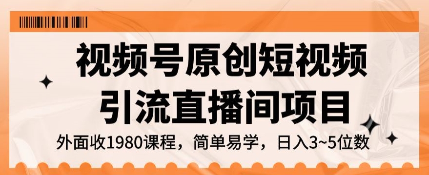 视频号原创短视频引流直播间项目,日入3~5五位数【揭秘】-风淘社