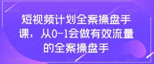 短视频计划全案操盘手课,从0-1会做有效流量的全案操盘手-风淘社