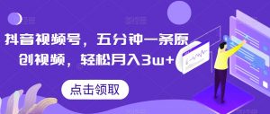 抖音视频号，五分钟一条原创视频，轻松月入3w+【独家秘诀，传授赚钱方法】【揭秘】-风淘社