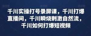 千川实操打号录屏课，千川打爆直播间，千川瞬烧刺激自然流，千川如何打爆短视频-风淘社