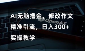 AI无脑撸金,修改作文精准引流,日入300+,实操教学【揭秘】-风淘社