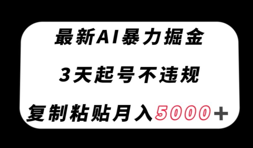 最新AI暴力掘金,3天必起号不违规,复制粘贴月入5000+【揭秘】-风淘社