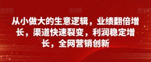 从小做大的生意逻辑,业绩翻倍增长,渠道快速裂变,利润稳定增长,全网营销创新-风淘社