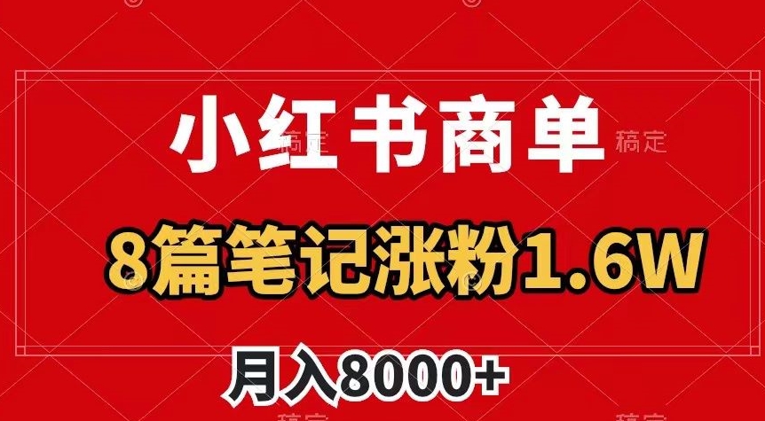 小红书商单最新玩法,8篇笔记涨粉1.6w,作品制作简单,月入8000+【揭秘】-风淘社