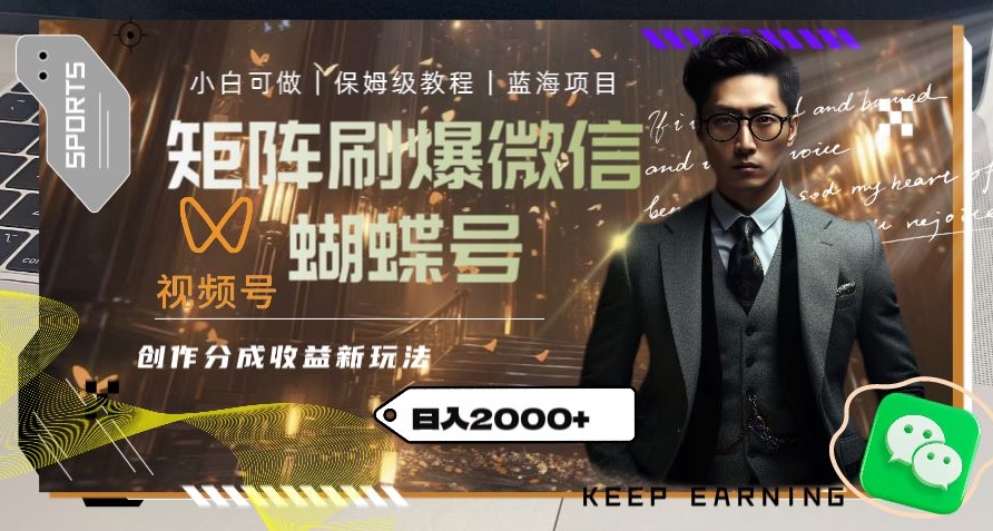 矩阵刷爆微信蝴蝶号创作者分成计划收益的新玩法,日入2000+【揭秘】-风淘社