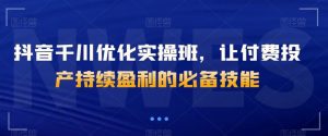 抖音千川优化实操班，让付费投产持续盈利的必备技能-风淘社