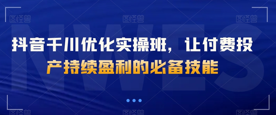 抖音千川优化实操班,让付费投产持续盈利的必备技能-风淘社