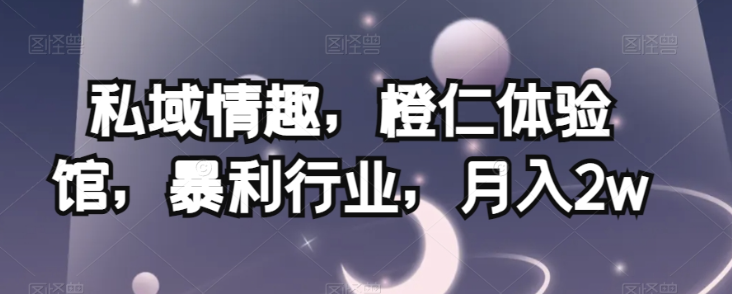 私域情趣，橙仁体验馆，暴利行业，月入2w【揭秘】-风淘社