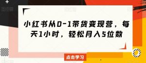 小红书从0-1带货变现营,每天1小时,轻松月入5位数-风淘社