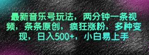最新音乐号玩法,两分钟一条视频,条条原创,疯狂涨粉,多种变现,日入500+,小白易上手【揭秘】-风淘社