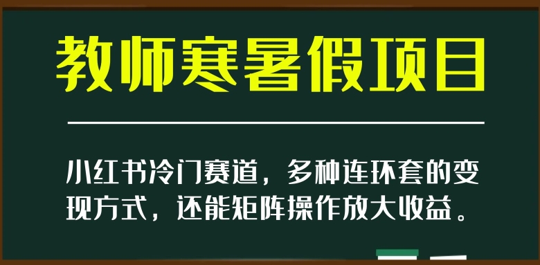 小红书冷门赛道,教师寒暑假项目,多种连环套的变现方式,还能矩阵操作放大收益【揭秘】-风淘社