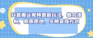 抖音搬运视频最新玩法，暴力涨粉，条条原创，多种变现方式【揭秘】-风淘社