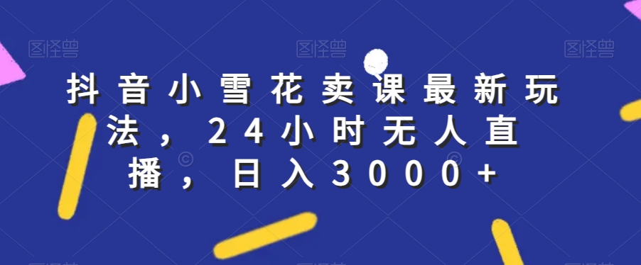 抖音小雪花卖课最新玩法，24小时无人直播，日入3000+【揭秘】-风淘社