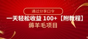 薅羊毛项目，靠分享口令，一天轻松收益100+【附教程】【揭秘】-风淘社