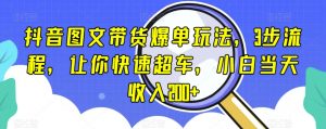 抖音图文带货爆单玩法,3步流程,让你快速超车,小白当天收入200+【揭秘】-风淘社