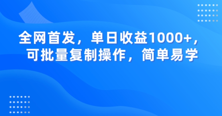 全网首发，单日收益1000+，可批量复制操作，简单易学【揭秘】-风淘社