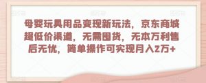 母婴玩具用品变现新玩法,京东商城超低价渠道,简单操作可实现月入2万+【揭秘】-风淘社