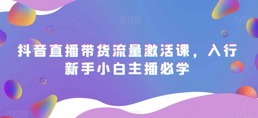 抖音直播带货流量激活课,入行新手小白主播必学-风淘社