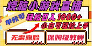 烧脑小游戏直播,单账号日入1000+,无需露脸,小白可轻松上手(保姆级教程)【揭秘】-风淘社