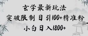 玄学新玩法，突破限制，日引100+精准粉，小白日入1800+【揭秘】-风淘社
