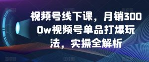 视频号线下课,月销3000w视频号单品打爆玩法,实操全解析-风淘社