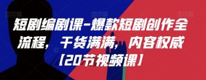 短剧编剧课-爆款短剧创作全流程,干货满满,内容权威【20节视频课】-风淘社