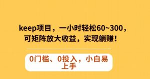 Keep蓝海项目,一小时轻松60~300+,可矩阵放大收益,可实现躺赚【揭秘】-风淘社