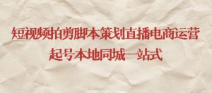 短视频拍剪脚本策划直播电商运营起号本地同城一站式-风淘社