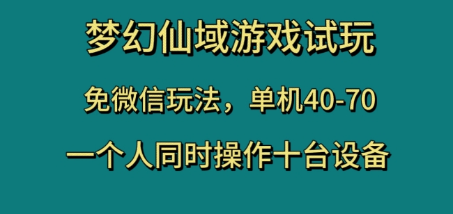 梦幻仙域游戏试玩,免微信玩法,单机40-70,一个人同时操作十台设备【揭秘】-风淘社