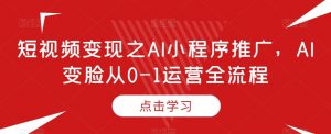 短视频变现之AI小程序推广,AI变脸从0-1运营全流程-风淘社